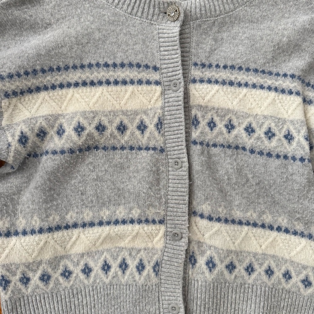 Aerie unReal Fairisle Cardigan Sweater in Medium Heather Gray Size Medium - Picture 6 of 9